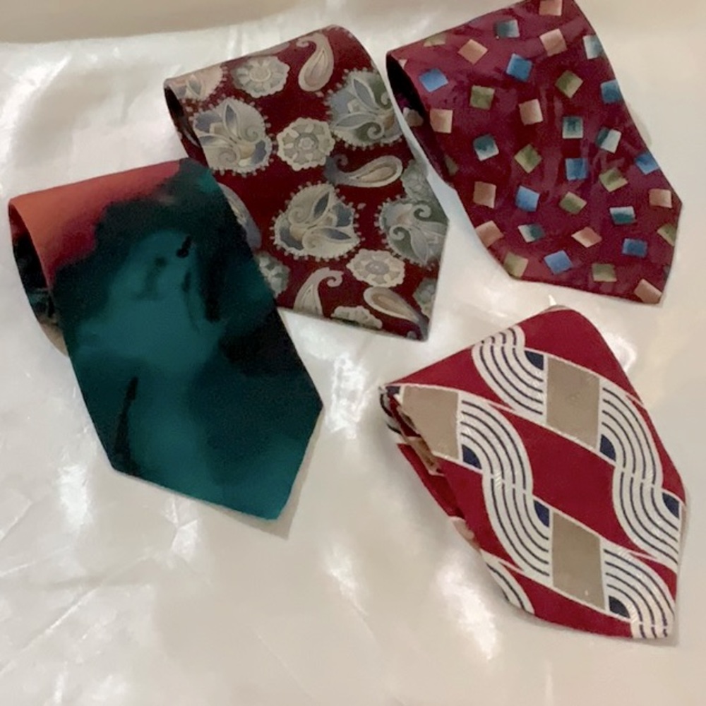 Burma Bibas Vintage 100% silk ties, bundle of 4